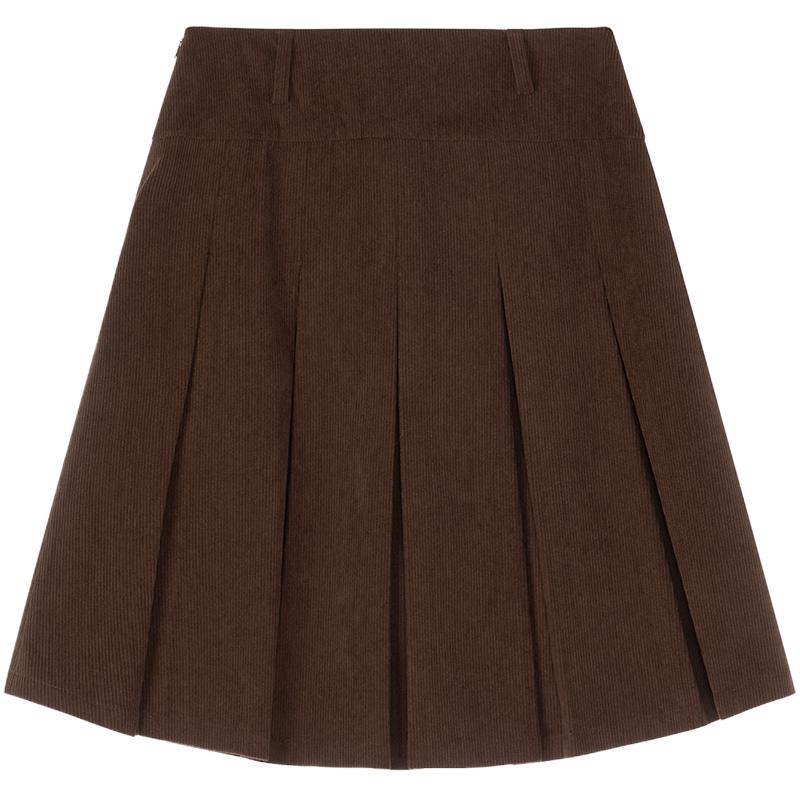 LAGOGO琥珀流光灯芯绒百褶半身裙