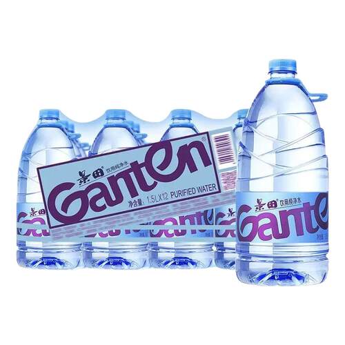 景田纯净水1.5L*12瓶*2箱包邮家庭大瓶带提手饮用水非1.5升矿泉水