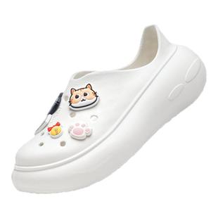 明星同款 小圆鞋 LOXKi洛克斯基 女款 FOAM洞洞鞋 厚底增高沙滩鞋