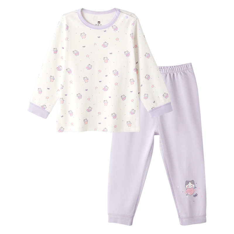 Goodbaby好孩子秋衣秋裤套装女宝宝秋冬纯棉保暖内衣儿童打底睡衣