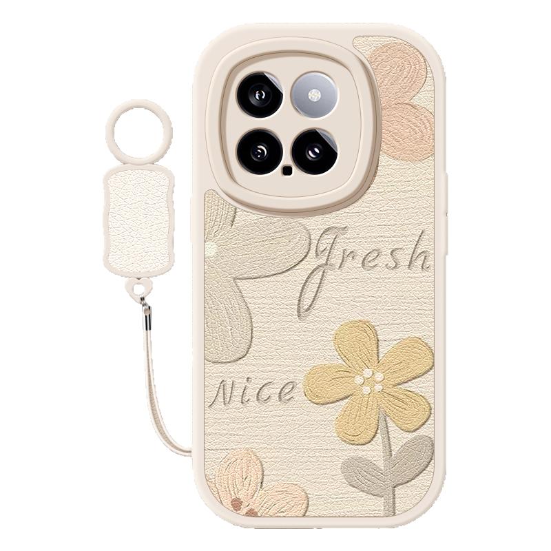 油画花朵适用小米15手机壳14ultra小羊皮12/11/10/9/8新款Mi米13pro挂绳12s/12x青春版10s女款卡通可爱