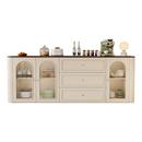 法式 复古奶油风餐边柜一体靠墙圆弧边茶水柜客厅储物柜收纳柜定制