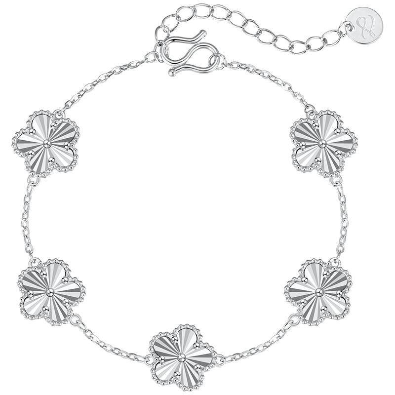 ZEGL999银幸运五花四叶草手链