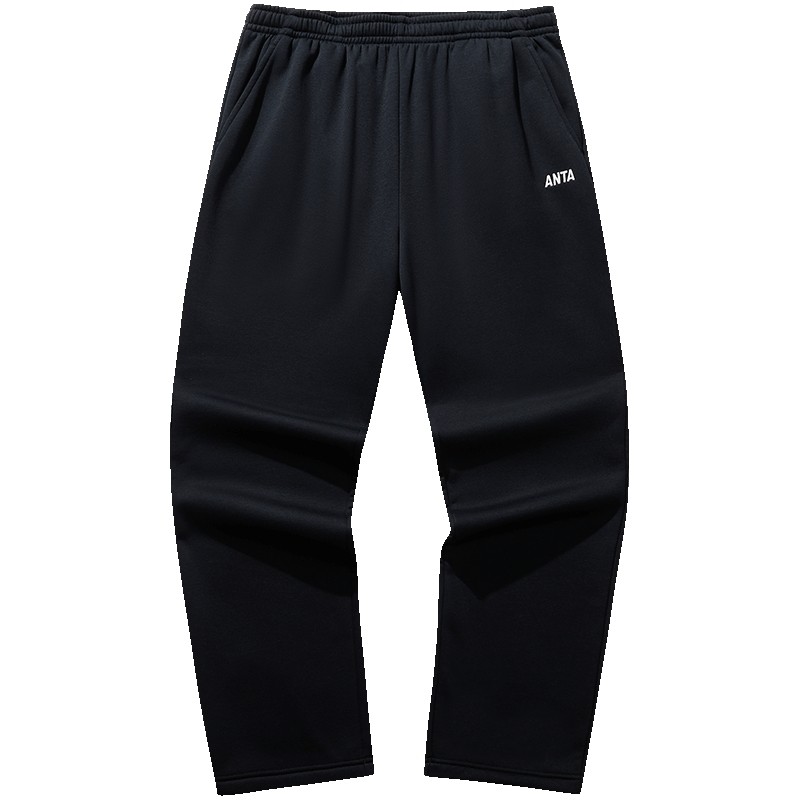 安踏运动裤男士冬季新款直筒裤休闲卫裤黑色跑步长裤针织加绒裤子