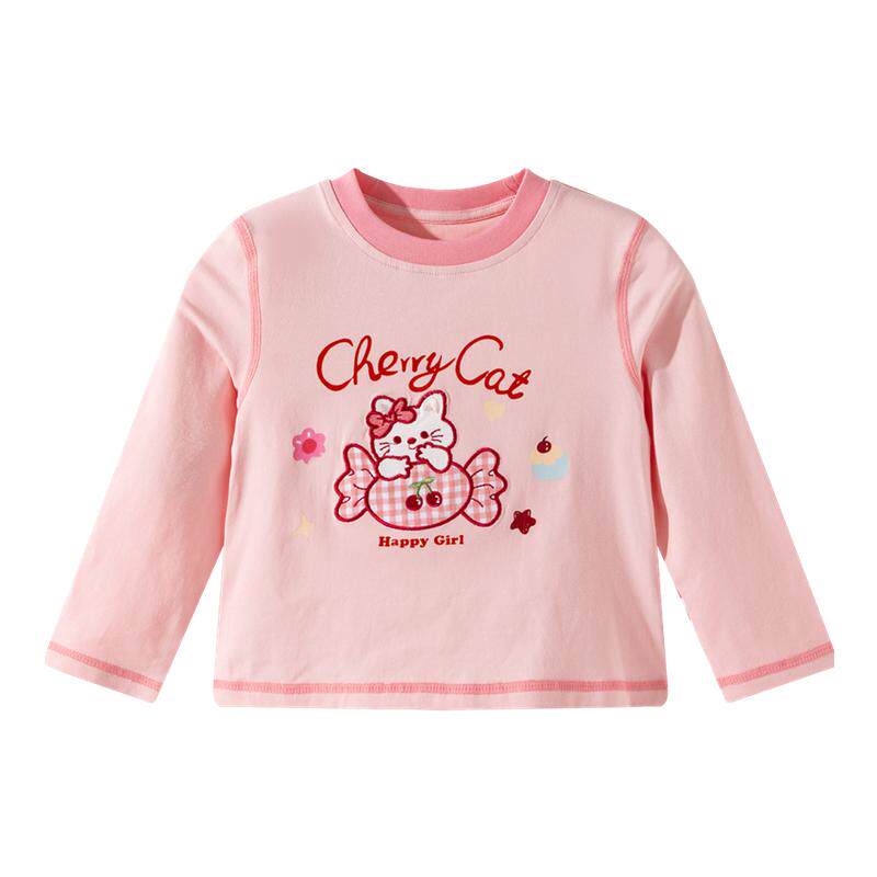 贝贝怡童装男女童长袖t恤春秋2026新款儿童卡通风T恤小女孩打底衫