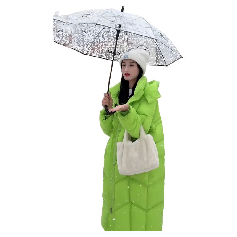 加厚过膝连帽宽松羽绒棉服冬季