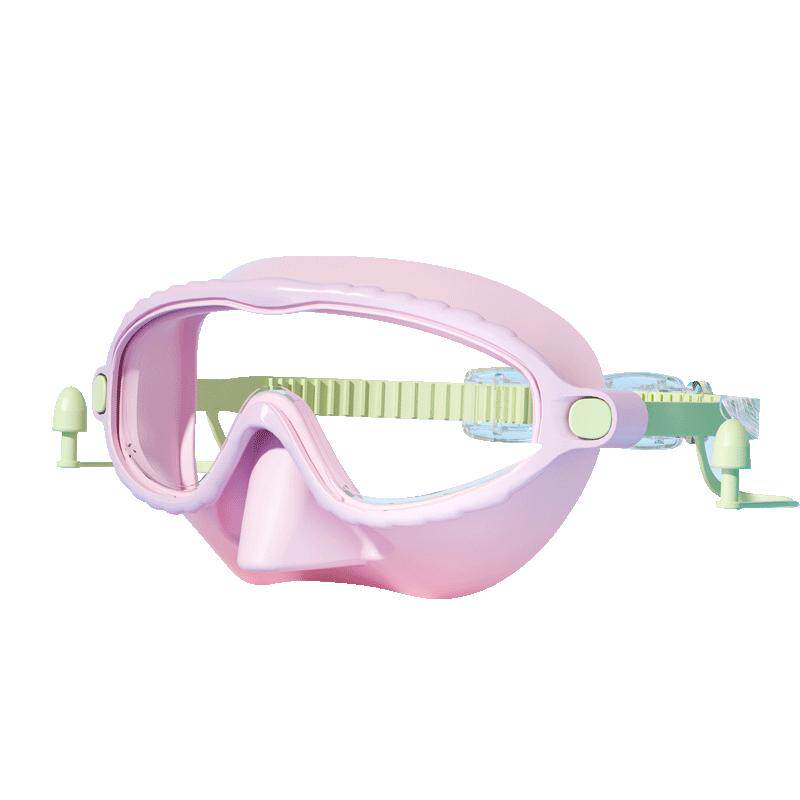 儿童泳镜高清防水防雾护鼻一体式游泳眼镜大框男女童潜水泳帽套装