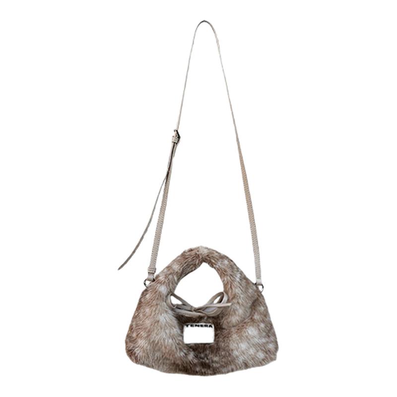 TENERA毛绒环保小鹿纹斜挎包可爱