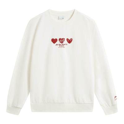 李宁爱心印花女子卫衣圆领