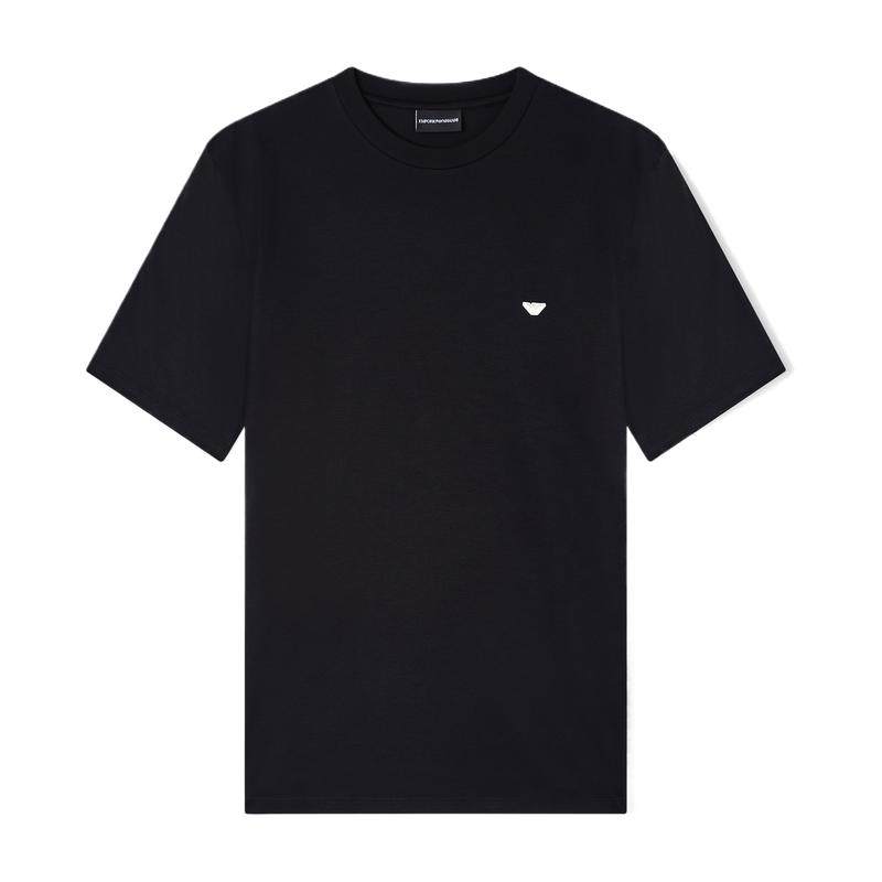 EMPORIO ARMANI/阿玛尼男女情侣圆领短袖刺绣莱赛尔混纺正肩T恤