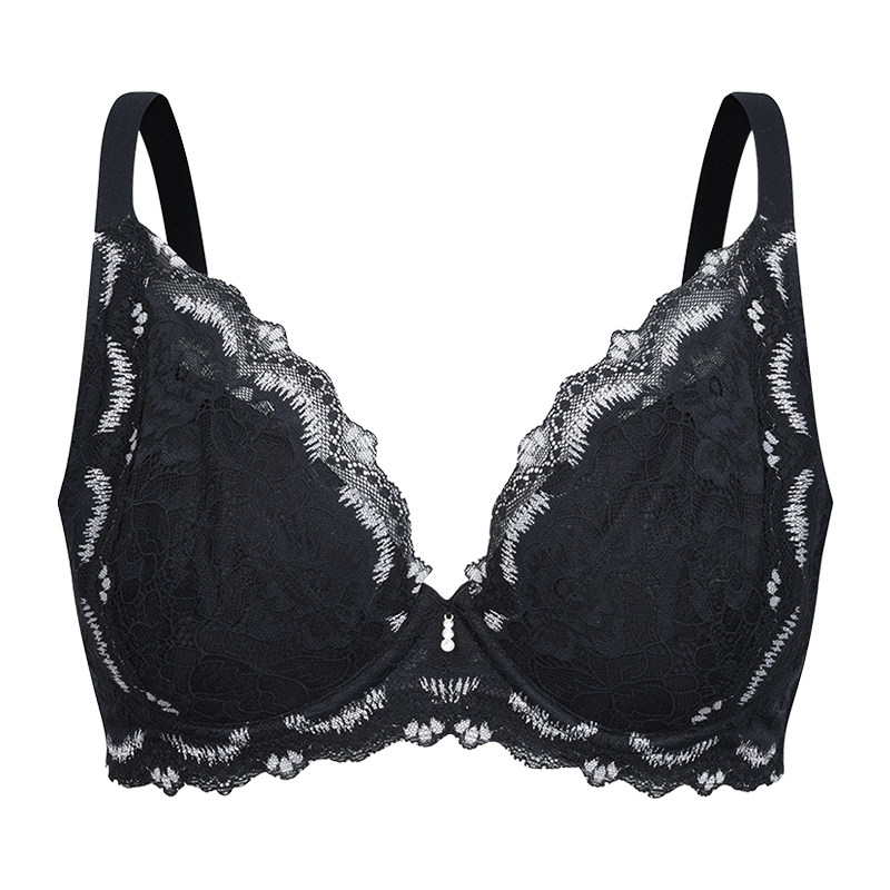 古今大胸显小棉杯里双色蕾丝内衣文胸