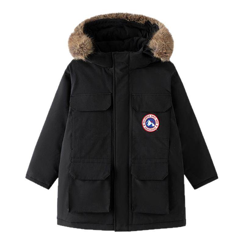 巴拉巴拉儿童羽绒服男童加厚中长款连帽外套毛领2025冬季新款童装