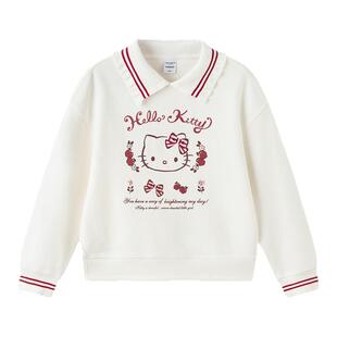 HelloKitty商场款巴拉巴拉儿童卫衣新年女童2026新款春装翻领上衣
