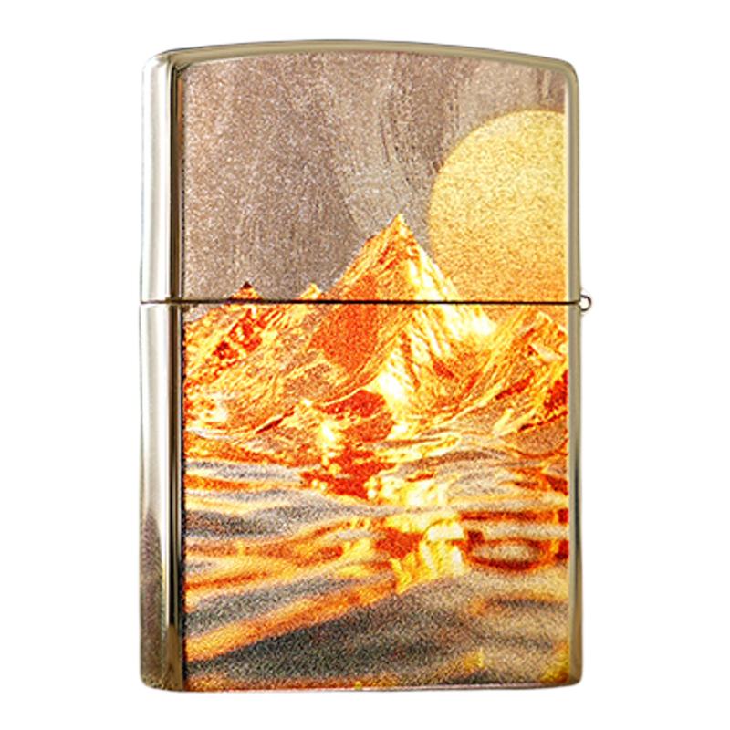 zippo打火机 耀金日照金山 正品zipoo防风煤油正版礼物生日送男友