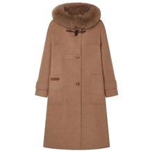 TeenieWeenie小熊奥莱女装秋季绵羊毛连帽牛角扣中长款呢子大衣