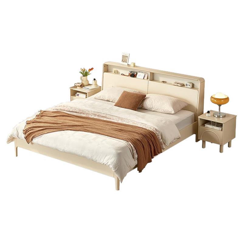 林氏家居实木脚奶油风高箱储物床