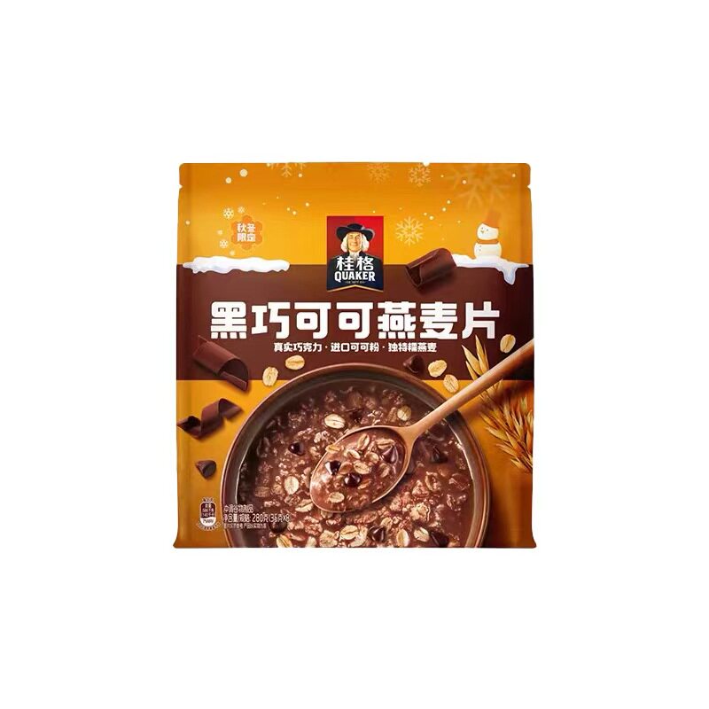 桂格黑巧可可燕麦片35g*8小袋冲饮麦片健康营养早餐饱腹代餐
