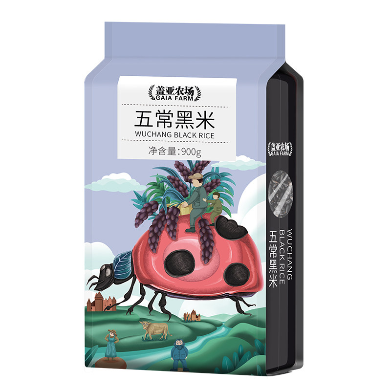 盖亚农场黑米杂粮东北农家五常黑米粥旗舰店五谷杂粮香米批发900g