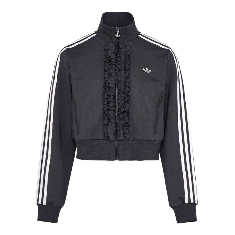 [宋雨琦同款]阿迪达斯三叶草荷叶边夹克TRACK TOP针织外套 KU9387
