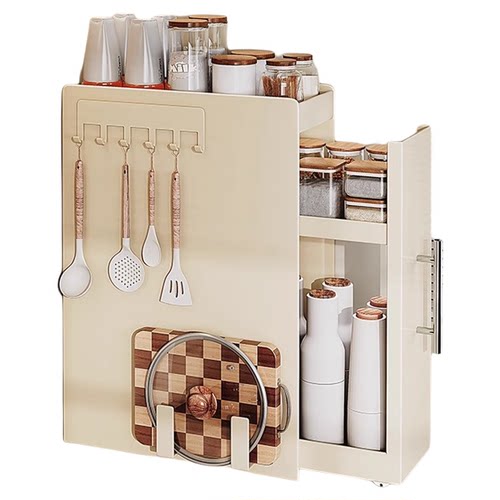 台面窄边抽拉式多层调料置物架