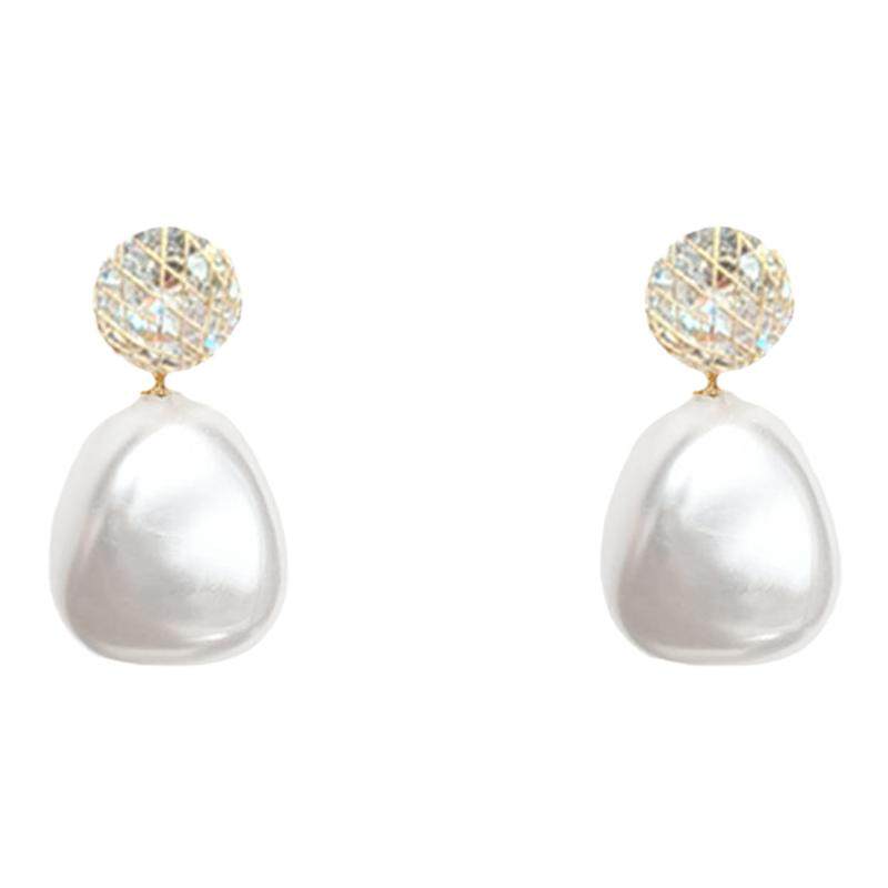 蚊香盘耳夹韩系不规则珍珠款耳钉