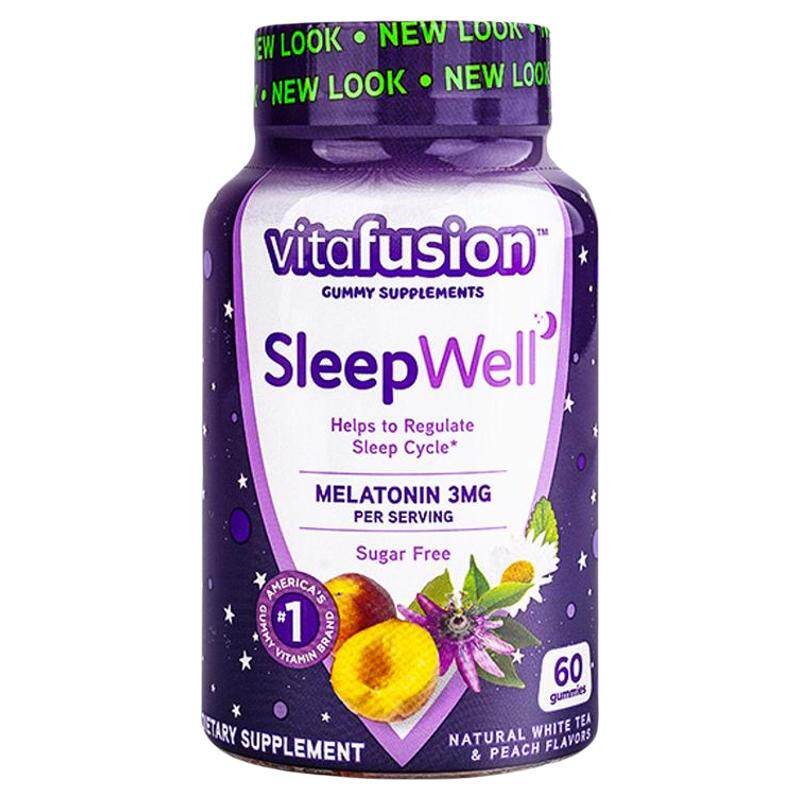 美国进口vitafusion褪黑素sleepwell睡眠软糖vf退黑素片melatonin