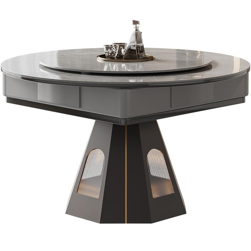 如喜现代极简岩板圆桌麻将机家用