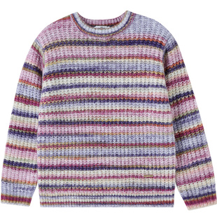 安奈儿童装女童中领毛衣针织衫2025冬保暖甜美保暖锁温耐磨撞色厚