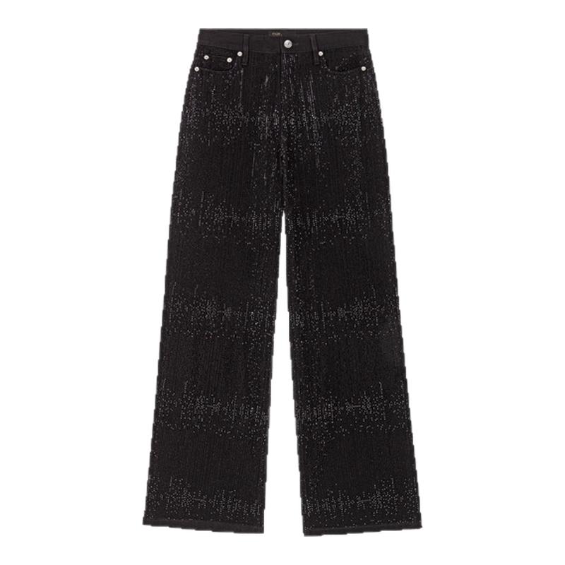 时尚镶嵌仿钻装饰 气质长款高腰版型