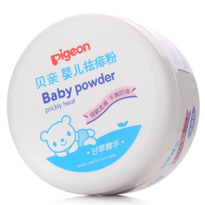 贝亲婴儿爽身粉痱子粉婴儿玉米粉饼舒缓干爽吸汗带粉扑