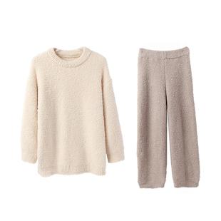 大码 家居服套装 加厚保暖 半边绒圆领长袖 安之伴珊瑚绒睡衣女秋冬季