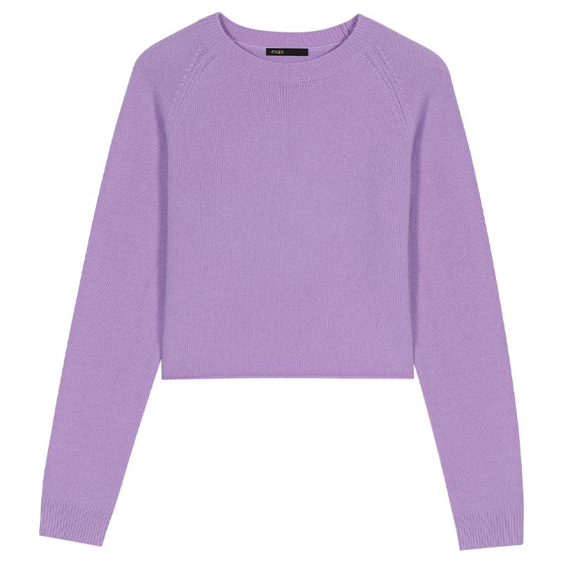 Maje休闲紫色短款长袖针织上衣