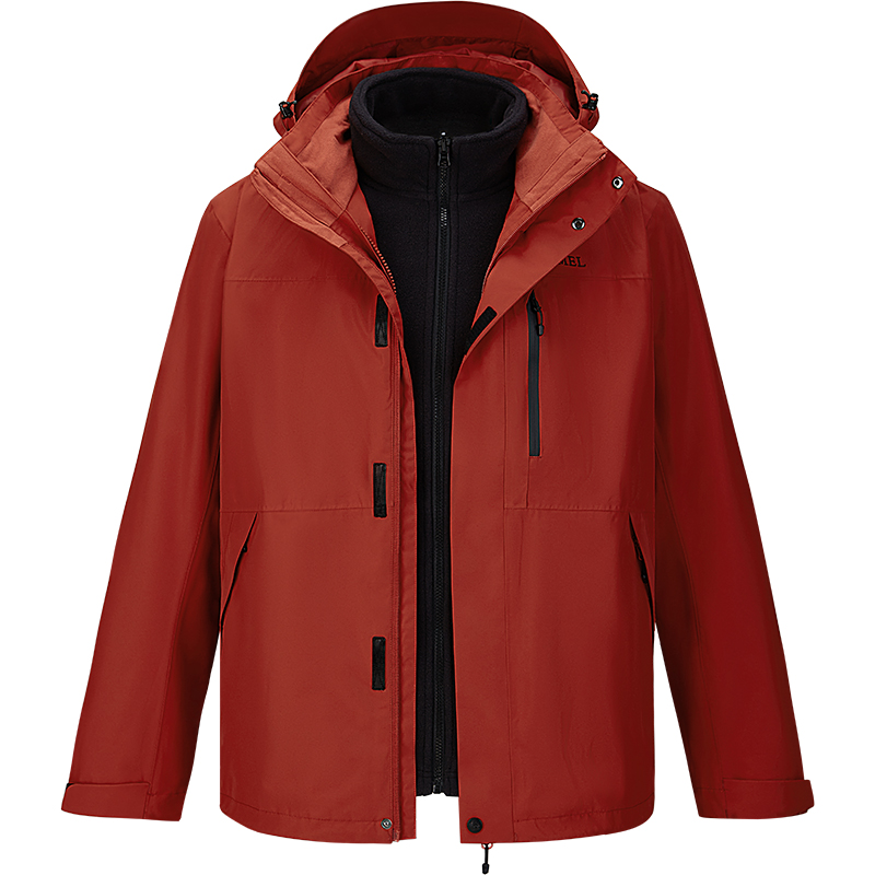 骆驼火麒麟冲锋衣男女三合一可拆卸保暖外套2025户外防水登山服男