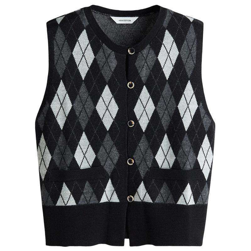 HM冬季女装羊毛混纺提花针织马甲1315545,女装/女士精品,毛针织衫,淘宝优惠券,粉丝福利购,淘宝优惠卷