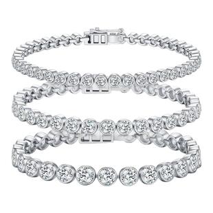 MODIAN摩典D色莫桑钻手链女S925纯银超闪贵气感排钻网球手链手饰