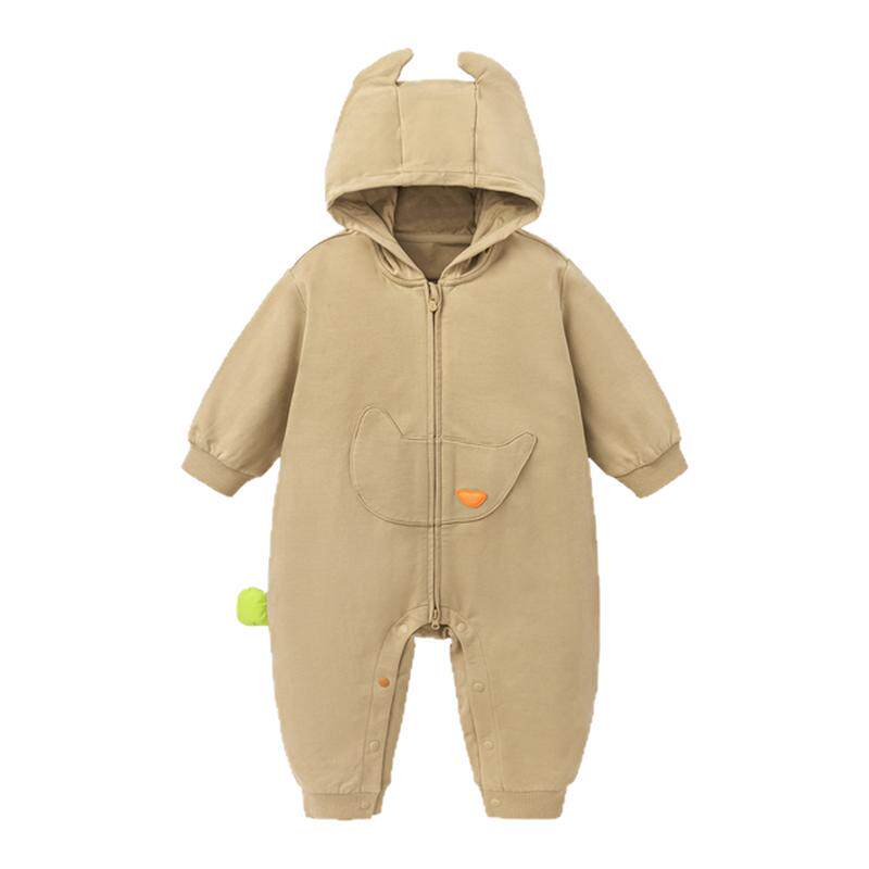 迷你巴拉巴拉女宝宝连体衣2026春装新款婴儿复古洋气牛角外出爬服