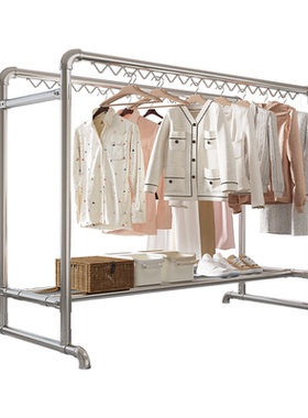 钢管晾衣架落地家用阳台庭院挂衣服室外户外防风双杆晒被子晾衣杆