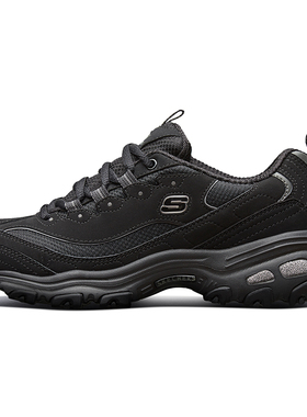 斯凯奇女鞋秋冬新款熊猫鞋纯黑休闲鞋子官方黑色运动鞋女款老爹鞋