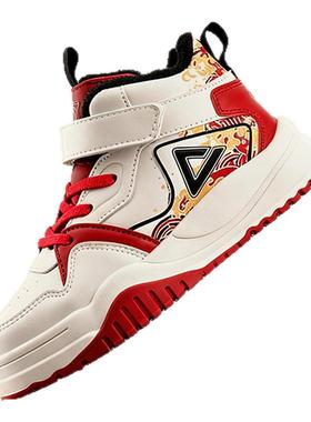 匹克儿童冬季加绒运动板鞋青少年保暖高帮防滑鞋子DEK50130B