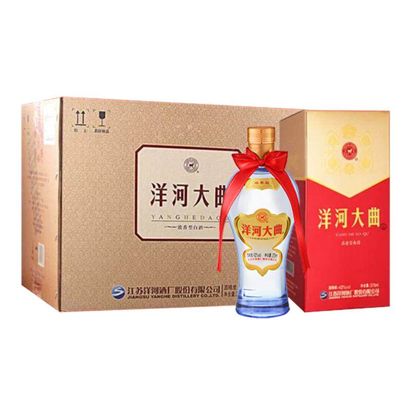 【百补】洋河大曲新天蓝42度375ml*6瓶整箱绵柔型浓香白酒