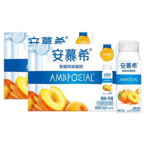 【2箱】伊利安慕希酸奶黄桃燕麦酸奶200g*8瓶酸牛奶整箱特价4月产