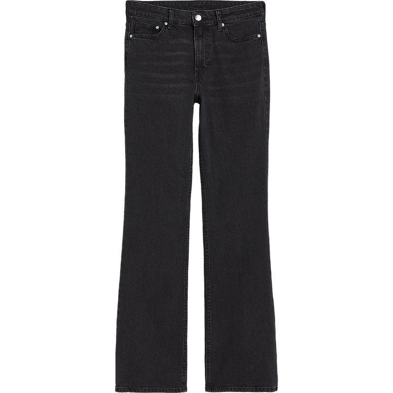 HM女装牛仔裤微紧身牛仔裤复古修身高腰微喇潮流简约长裤11983