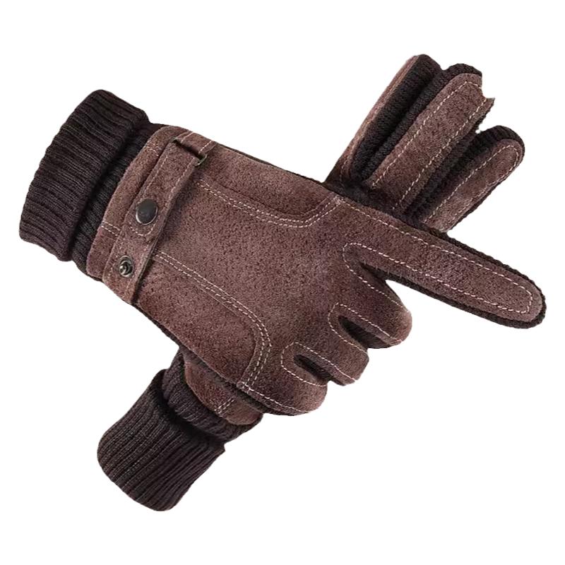 卡帝乐鳄鱼秋冬皮手套保暖触屏男