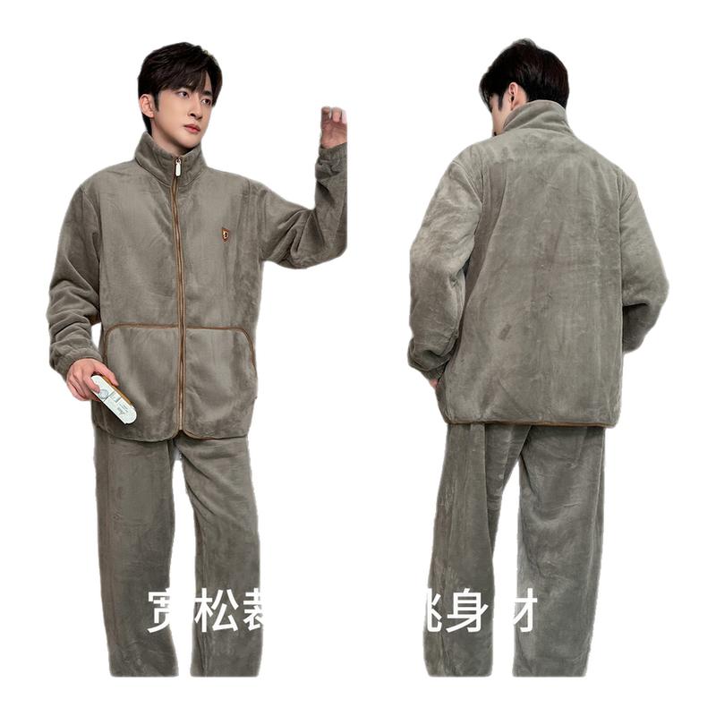 睡衣男冬季珊瑚绒加厚加绒家居服