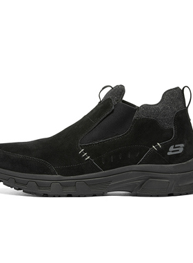 斯凯奇加绒男鞋冬季新款保暖棉鞋一脚蹬穿脱休闲鞋加厚男士运动鞋