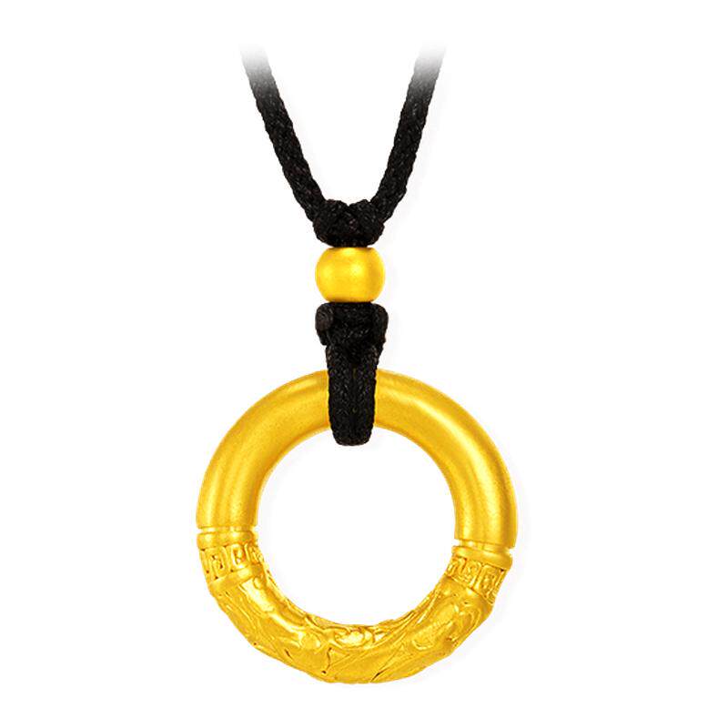 周大生黄金项链足金吊坠祥云乾坤圈平安扣送女友老婆情人节礼物