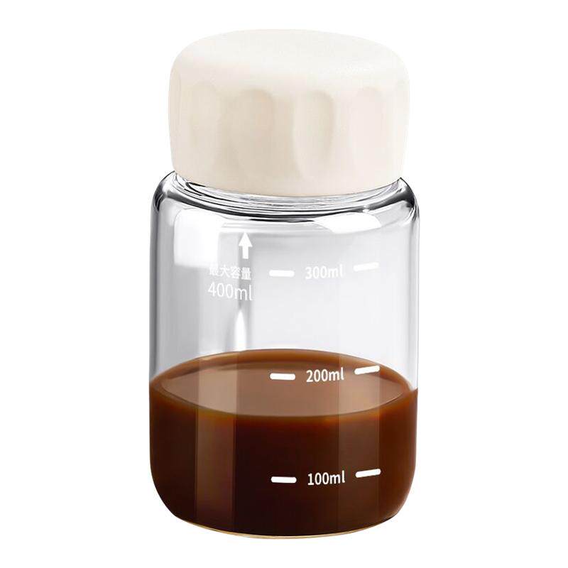 水杯400ml中药液分装瓶便携外带中药杯可微波炉加热带盖玻璃杯子