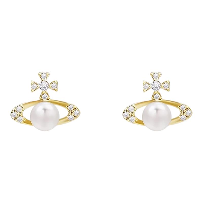 金色土星珍珠款蚊香盘耳夹