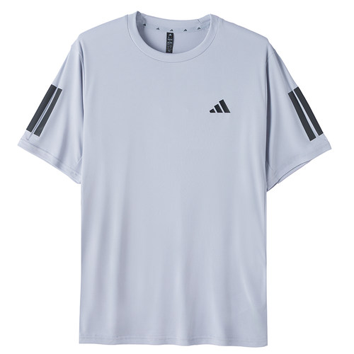 阿迪达斯短袖男2026夏季新款健身服快干跑步运动服三条纹圆领T恤