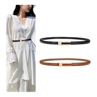 卡帝乐皮带女士装 腰带细带 饰配连衣裙子平滑扣设计感小众高级感裤